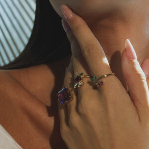 ANEL RUBELITA FOLHAS OURO AMARELO 18K