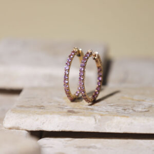 BRINCO ARGOLA SAFIRA ROSA