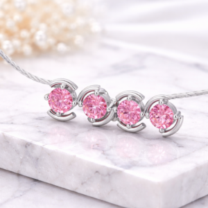 CORRENTE SAFIRAS ROSA OURO BRANCO 18K